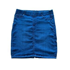 Liverpool Women’s Denim Jean Pull-on Skirt Size 18W Plus Estrella Medium Dark